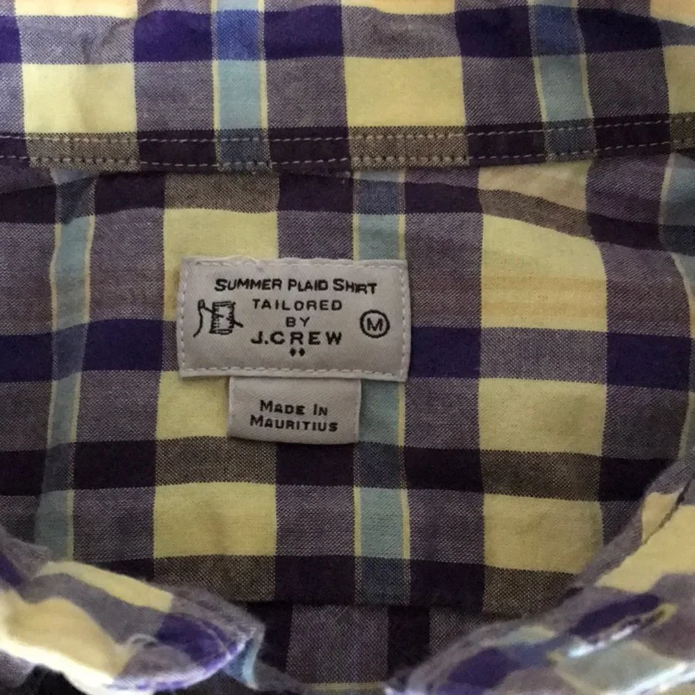 J. Crew purple/yellow/blue button down shirt, Med